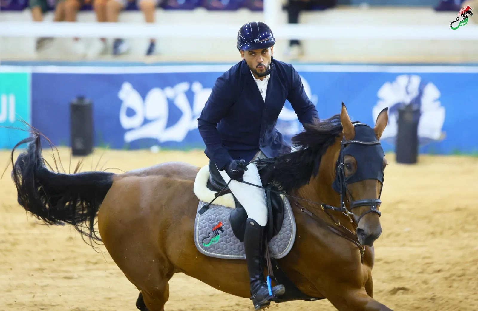 Rider and horse working in the indoor school
